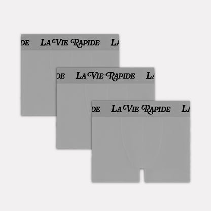 LA VIE RAPIDE BOXER LOGO GREY PACK X3